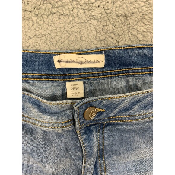 Women's Est. 1946 Denim Blue Jean Capris Distressed 24W Classic Fit Pockets - Picture 4 of 15